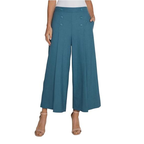 Liverpool Sailor Crop Side Leg Pull On Pants in Ocean Blue Size Large - Picture 1 of 9